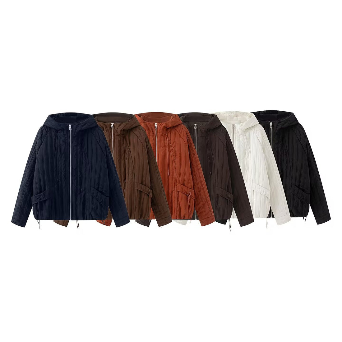 Damen Steppjacke mit Kapuze, Tunnelzug und weitem Schnitt Echoarchiv