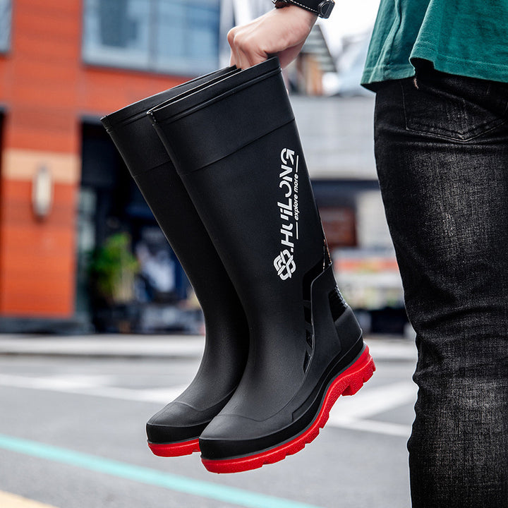 Herren Wasserdichte Gummistiefel mit verstellbarem Schaftabschluss und profiliertem Dämpfungssohlensystem Echoarhiv – Tavélo