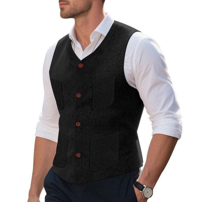 Herren Weste mit funktionalen Taschen und eleganten Knopfdetails Echoarchiv