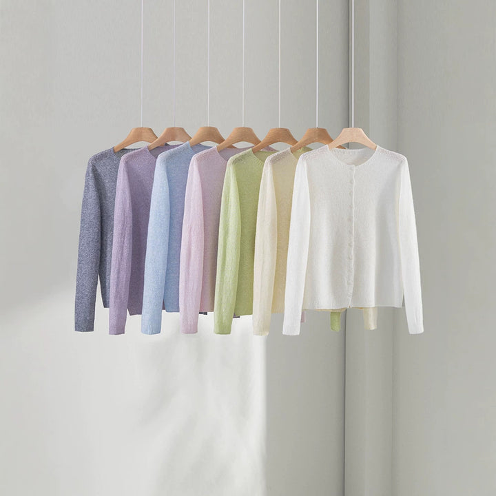 Damen Feinstrick-Cardigan mit Rundhals und durchgehender Knopfleiste Echo Archiv