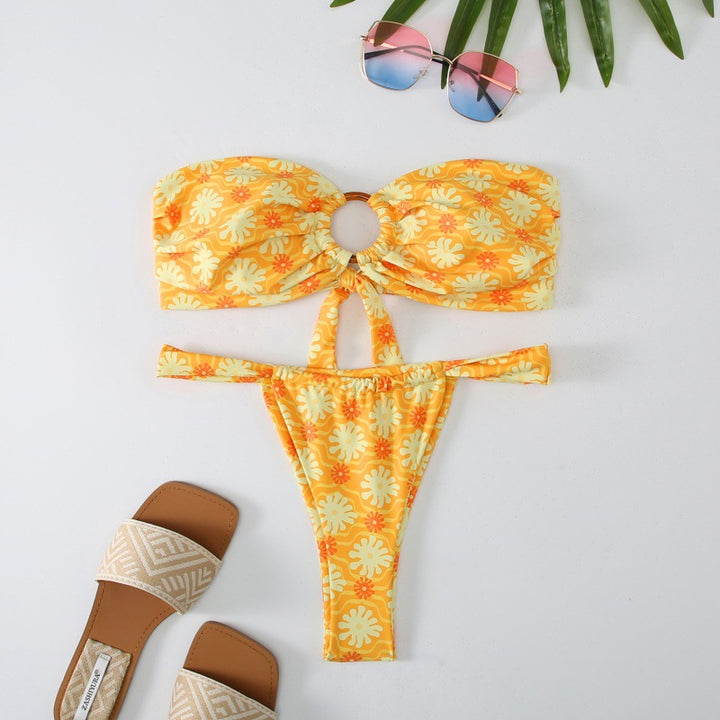 Damen Bandeau Bikini mit kreativem Raffungseffekt und verspieltem Design Echo Archiv