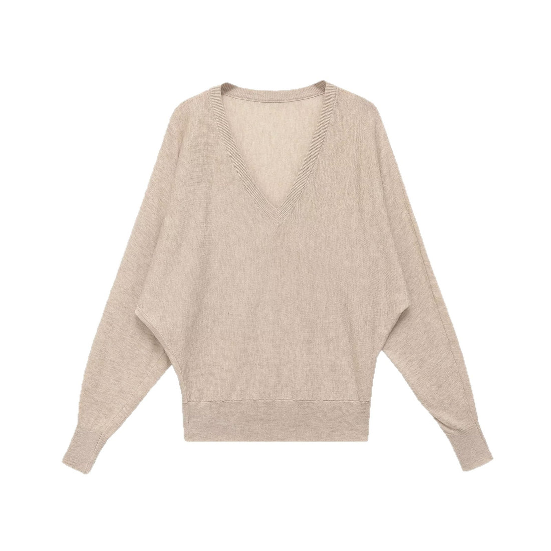 Damen Oversized V-Ausschnitt Feinstrickpullover mit Fledermausärmeln Echoarchiv