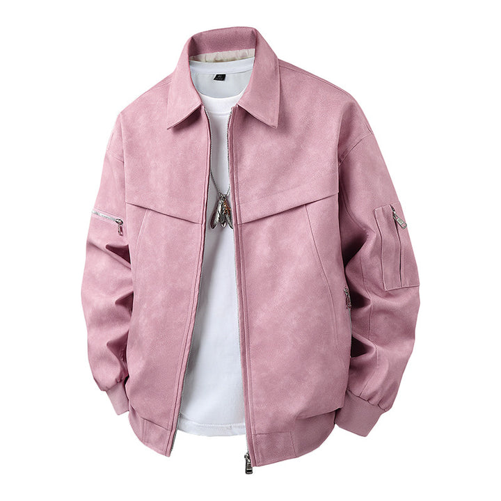 Herren Stilvolle Kunstlederjacke mit hohem Kragen Echo Archiv