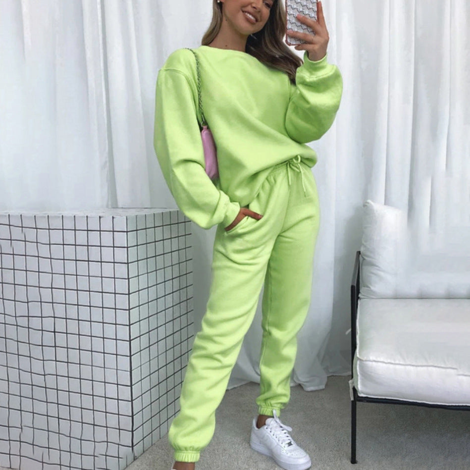 Damen nan weit geschnittenes Fleece-Freizeitset mit Sweatshirt und Jogginghose Echo Archiv