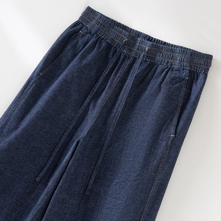 Damen Weite Jeanshose mit elastischem Bund und Tunnelzug Echoarchiv