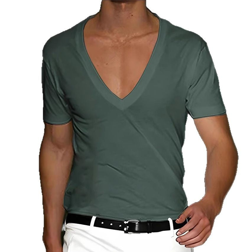 Herren V-Ausschnitt T-Shirt mit figurschmeichelndem Schnitt und hochwertigen Stoffen Echoarchiv