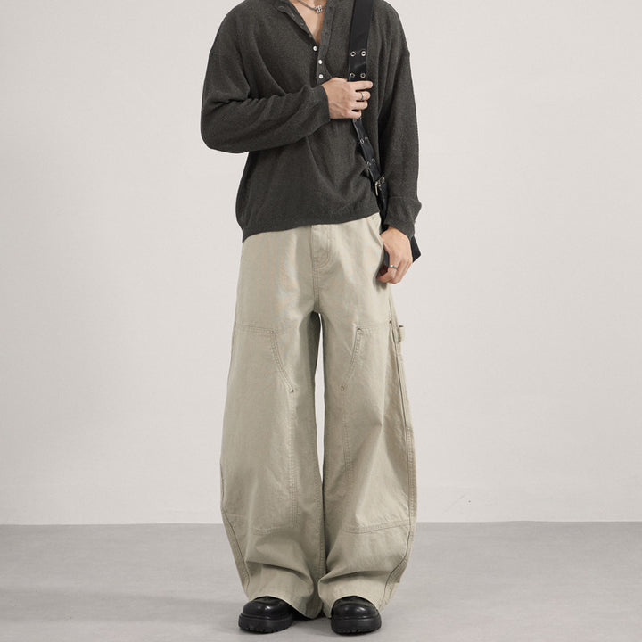 Herren Ultraweite Workwear-Palazzohose aus robustem Baumwoll-Twill mit Kniepaneelen und Werkzeugschlaufe Echo Archiv
