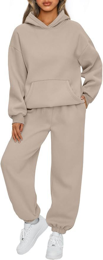 Damen nan luxuriöses Oversize-Loungewear-Set Kapuzenpullover mit Kängurutasche und weit geschnittene Jogginghose mit elastischen Knöchelabschlüssen Echo Archiv