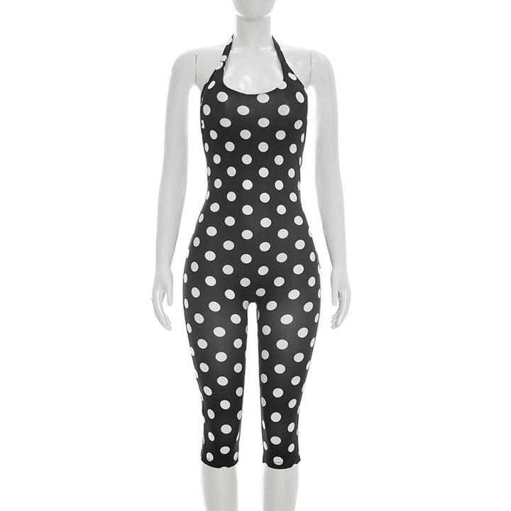 Damen Sportanzug mit Polka-Dots und tiefem V-Ausschnitt Echo Archiv