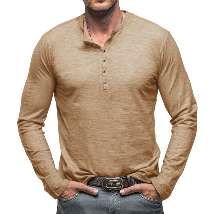 Herren Langarm Henley-Shirt mit Knopfleiste und weichem Baumwollmix Echoarchiv