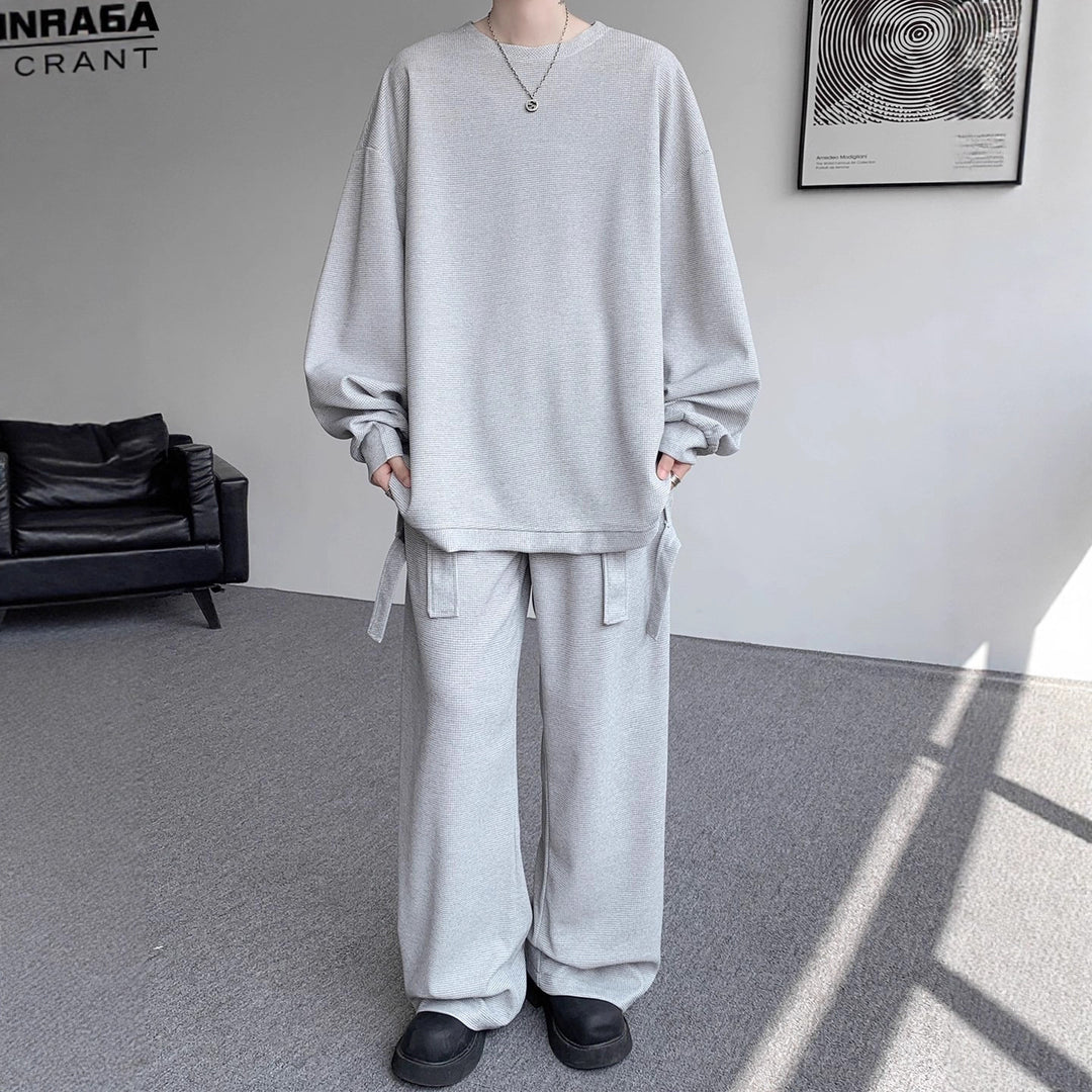 Unisex Lässiges Oversize Lounge-Set aus Waffelstrick mit Cargo-Bindungen Echoarchiv