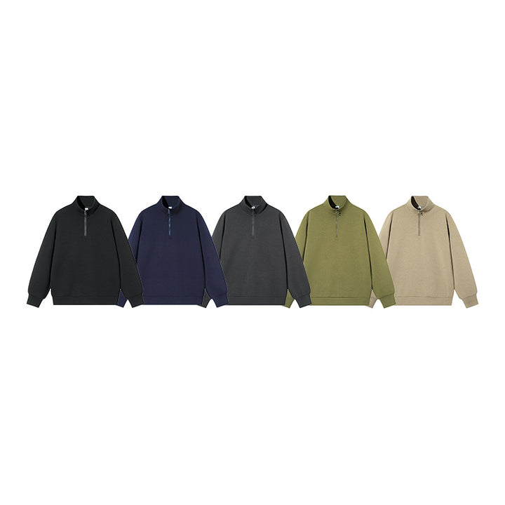 Herren Oversized-Halbzip-Sweatshirt mit hohem Stehkragen, schwerer French-Terry und minimalistischem Design Echo Archiv
