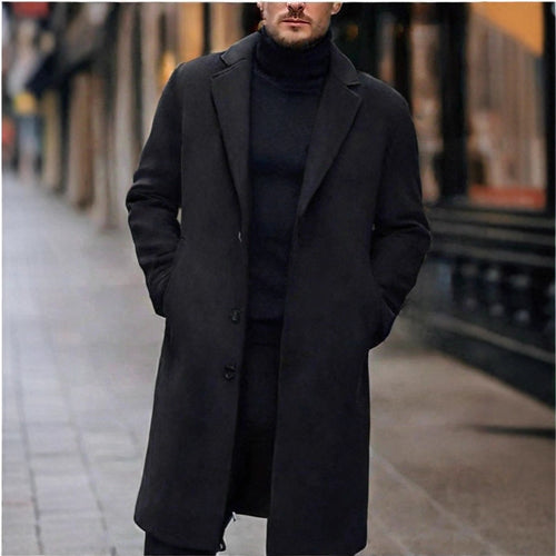 Herren nan eleganter Wollmixmantel mit Reverskragen und geradem Schnitt Echo Archiv