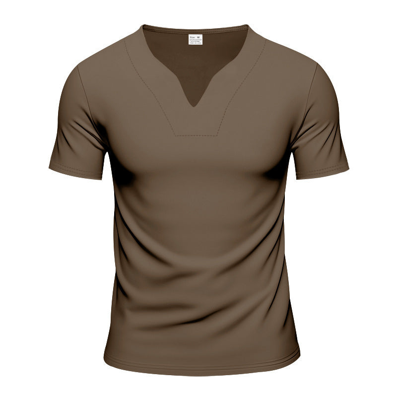Herren Sportliches V-Ausschnitt T-Shirt aus atmungsaktivem Material Echoarchiv