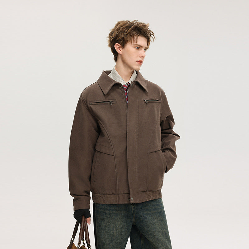 Herren Kurzjacke aus Wollmix mit verdecktem Reißverschluss und Brusttaschen Echo Archiv