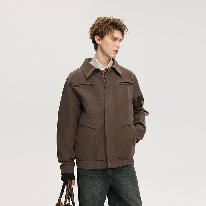 Herren Kurzjacke aus Wollmix mit verdecktem Reißverschluss und Brusttaschen Echo Archiv