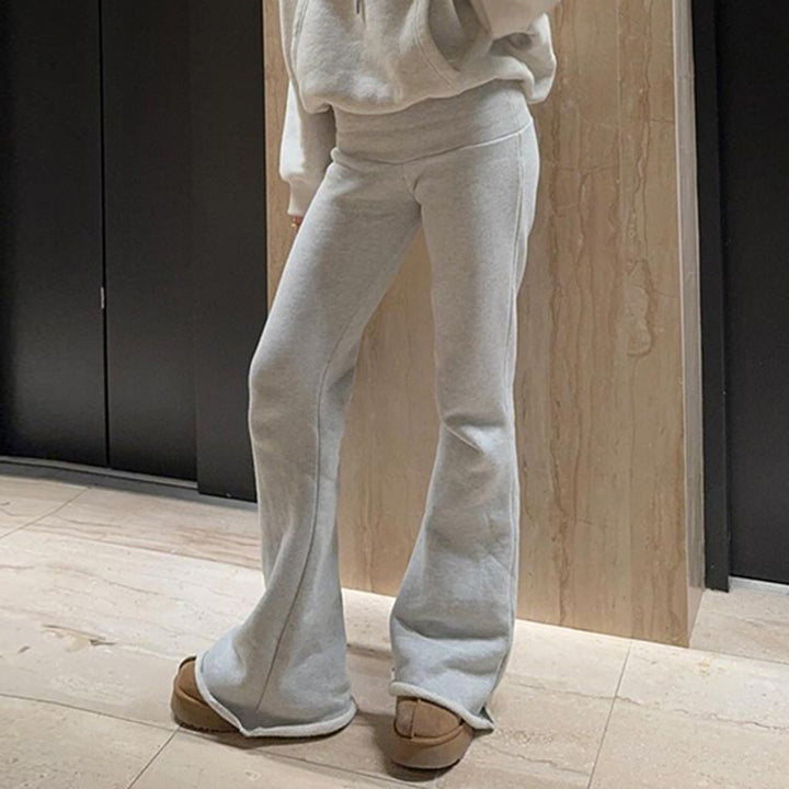 Damen nan weiche Highwaist Yoga-Schlaghose mit ausgestelltem Bein und Stretchbund Echo Archiv