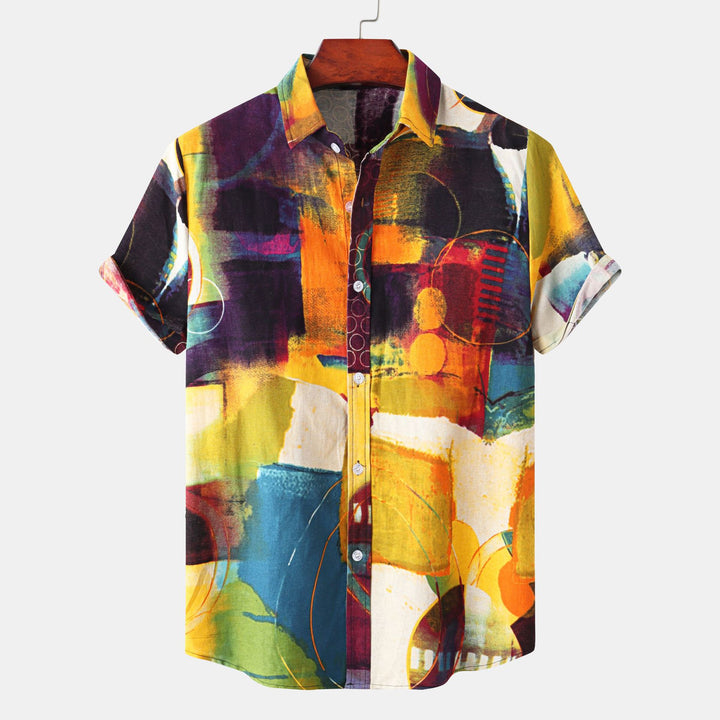 Herren Kurzarmhemd mit kreativem Abstract-Design Echoarchiv