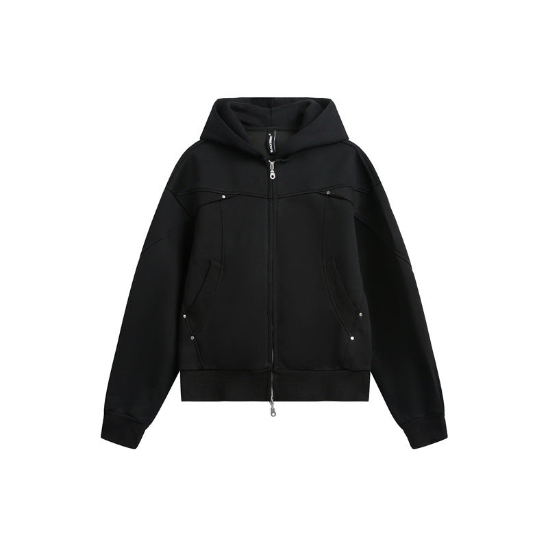 Unisex Oversize Kapuzen-Sweatjacke mit Zwei-Wege-Reißverschluss Echoarchiv