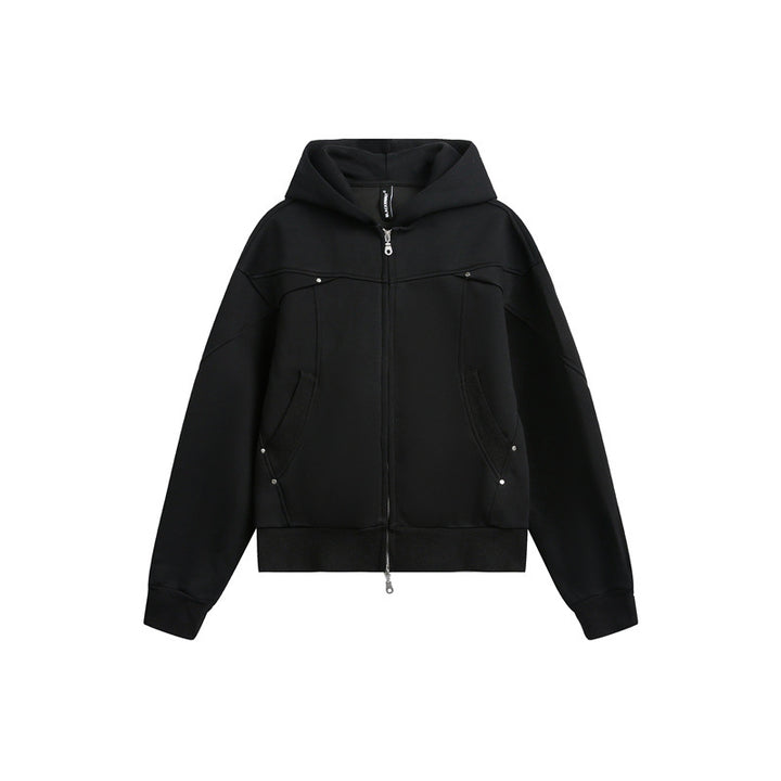 Unisex Oversize Kapuzen-Sweatjacke mit Zwei-Wege-Reißverschluss Echoarchiv