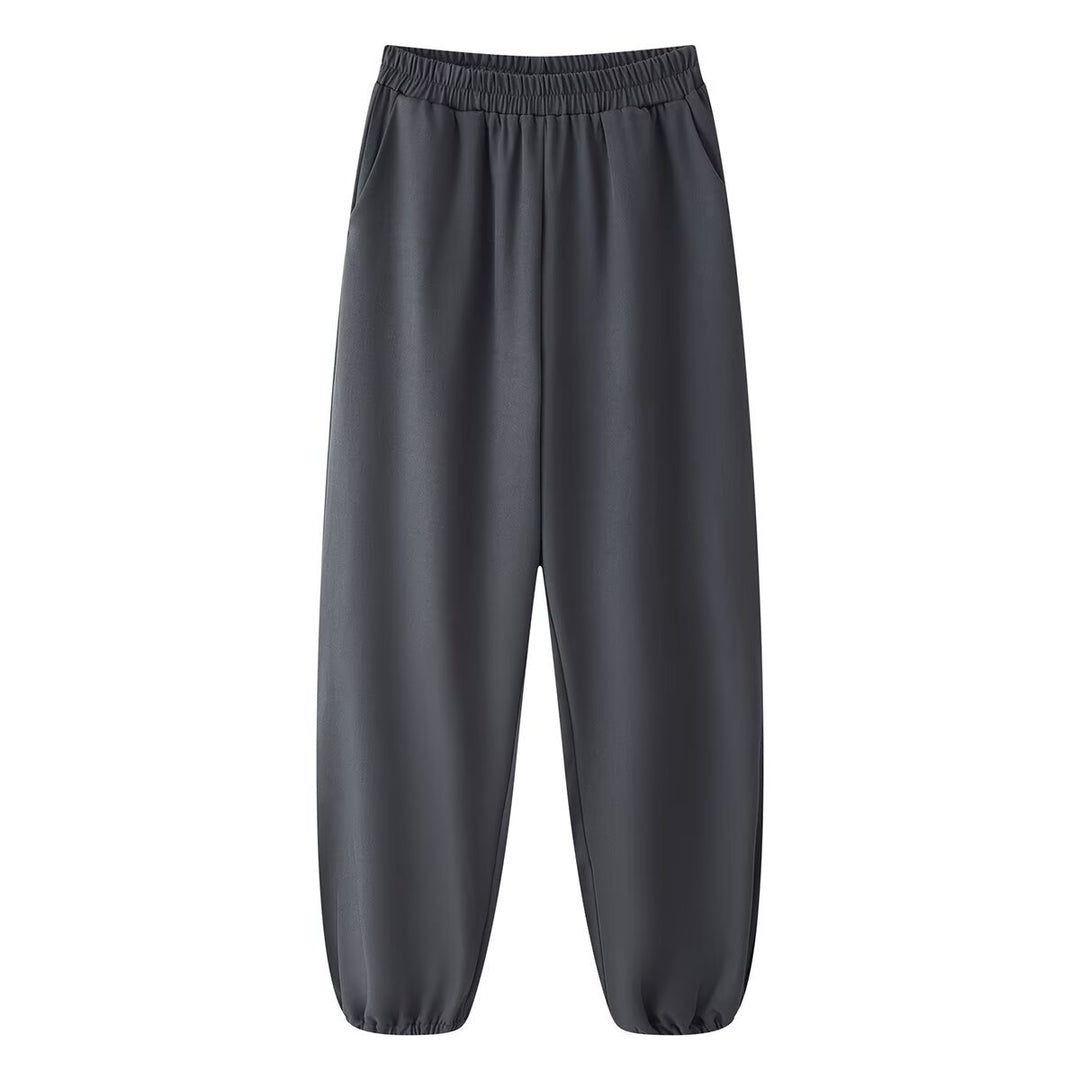 Damen Weite High‑Waist Jogginghose mit elastischem Bund, Eingrifftaschen und gerafften Beinabschlüssen Echoarchiv