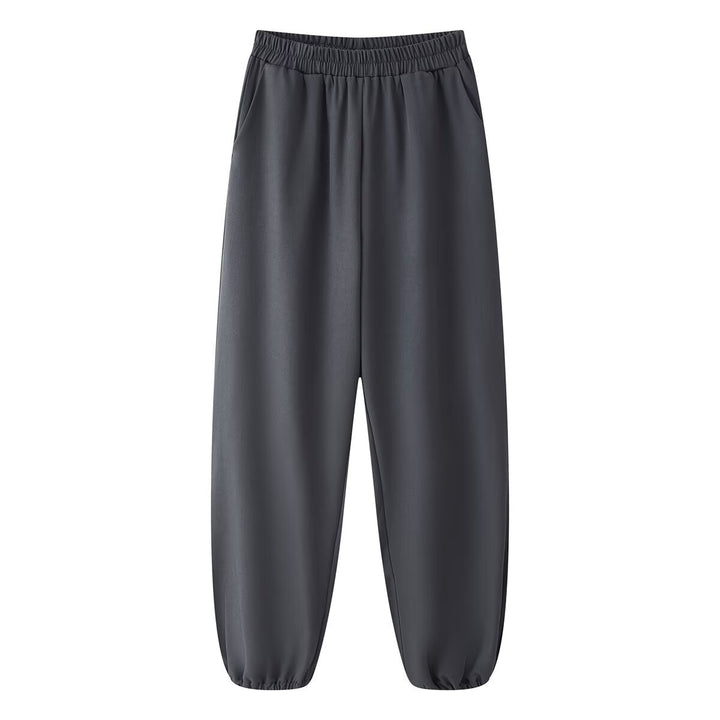 Damen Weite High‑Waist Jogginghose mit elastischem Bund, Eingrifftaschen und gerafften Beinabschlüssen Echoarchiv