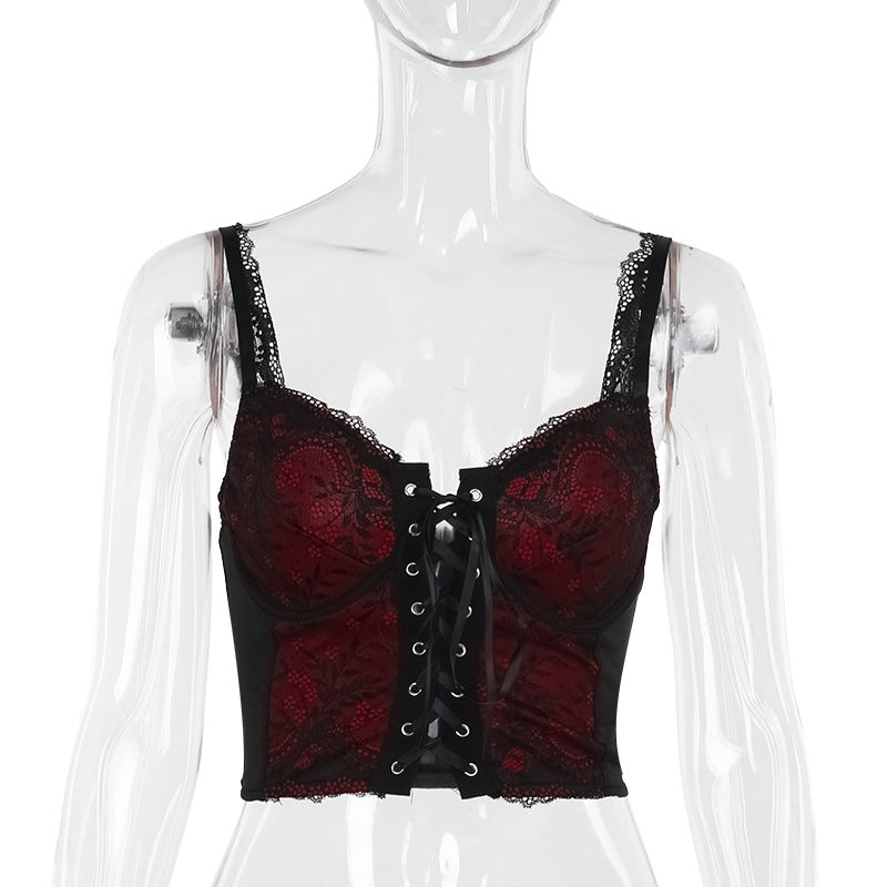 Damen figurbetonte Bluse mit Rüschendetails und Schnürung Echo Archiv