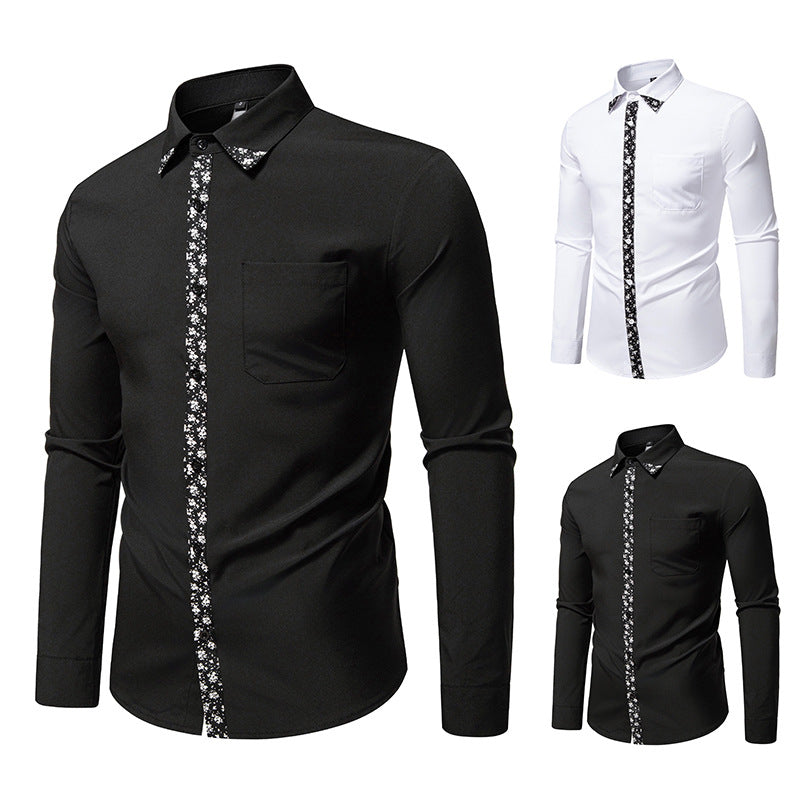 Herren Figurbetontes Business-Hemd mit kontrastreichen Blenden und Brusttasche Echo Archiv
