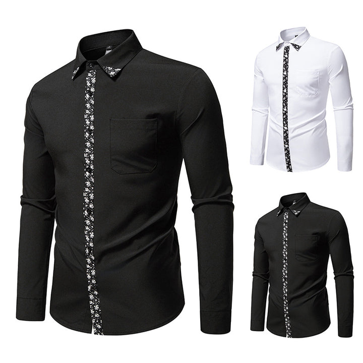 Herren Figurbetontes Business-Hemd mit kontrastreichen Blenden und Brusttasche Echo Archiv