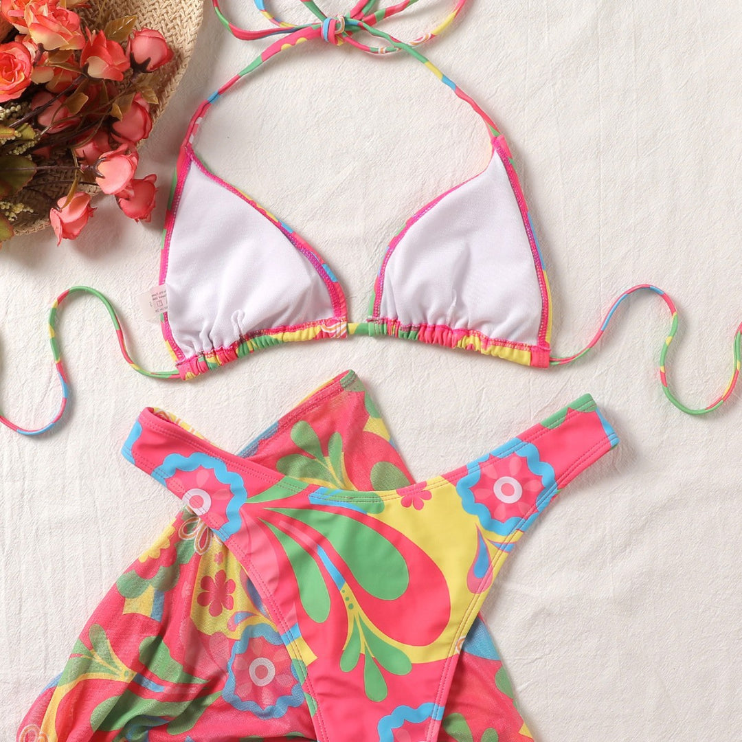Damen Bikini-Set mit raffinierter Schnürung und floralem Muster Echo Archiv
