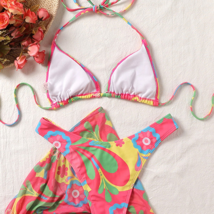Damen Bikini-Set mit raffinierter Schnürung und floralem Muster Echo Archiv