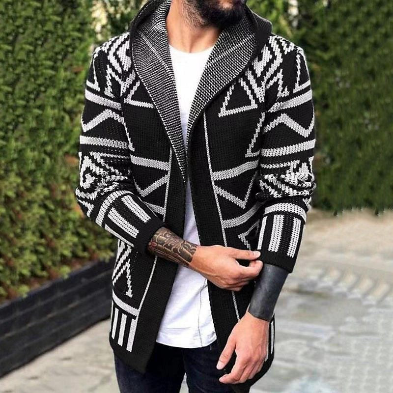 Herren Strickjacke mit kreativem Muster und offener Front Echoarchiv