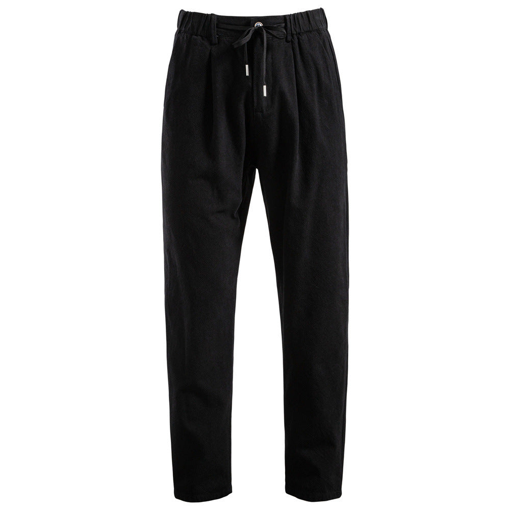 Herren nan lässige Bundfaltenhose mit elastischem Tunnelzugbund und schmal zulaufendem Bein Echo Archiv