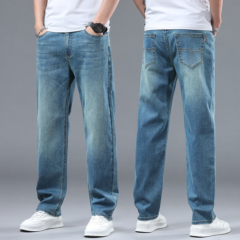 Herren Extraweite Denim-Baggy-Jeans mit geradem Bein & soften Waschungen Echoarchiv