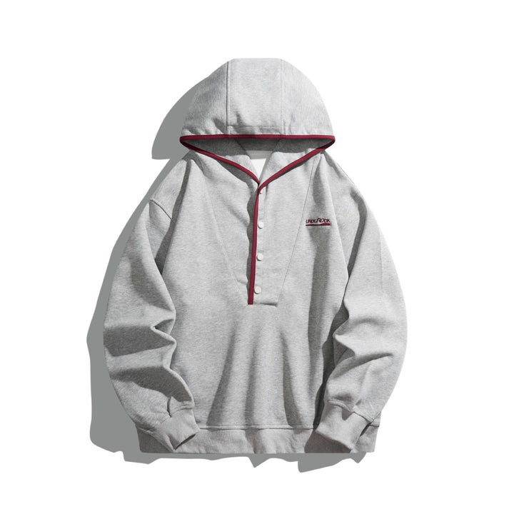Unisex Kapuzen‑Sweatshirt mit Druckknopfleiste und Kontrastpaspel Echoarchiv