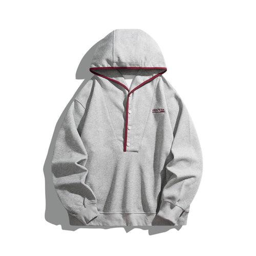 Unisex Kapuzen‑Sweatshirt mit Druckknopfleiste und Kontrastpaspel Echoarchiv