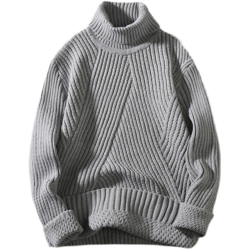 Herren nan strukturierter Rollkragenpullover mit diagonaler Rippstruktur und schlanker Passform Echo Archiv