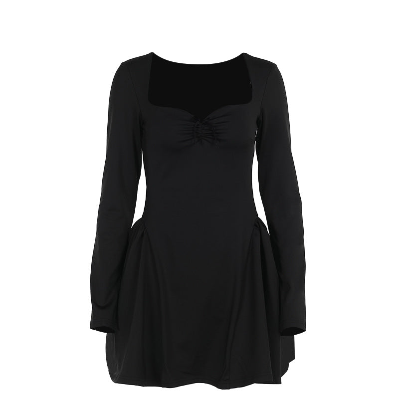 Damen knielanges Minikleid mit Puffärmeln und herzförmigem Ausschnitt Echo Archiv