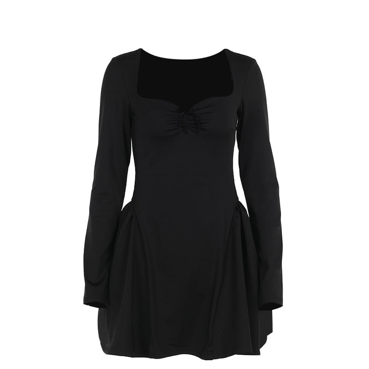 Damen knielanges Minikleid mit Puffärmeln und herzförmigem Ausschnitt Echo Archiv