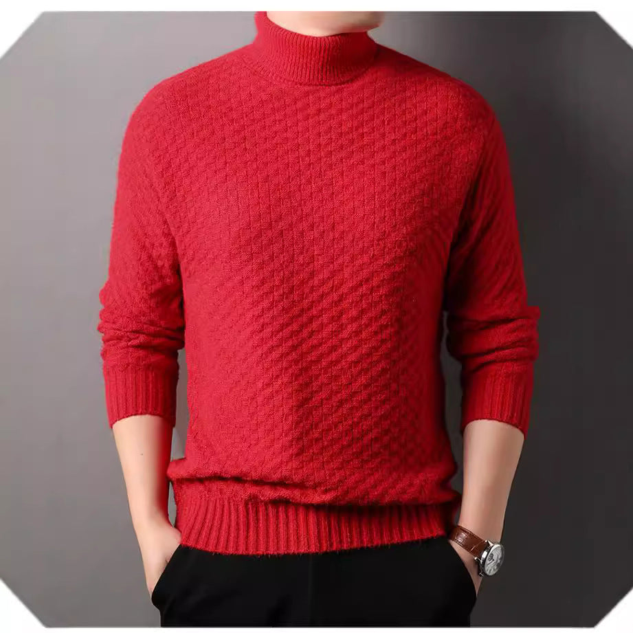 Herren Strickpullover mit hohem Kragen und strukturiertem Design Echoarchiv