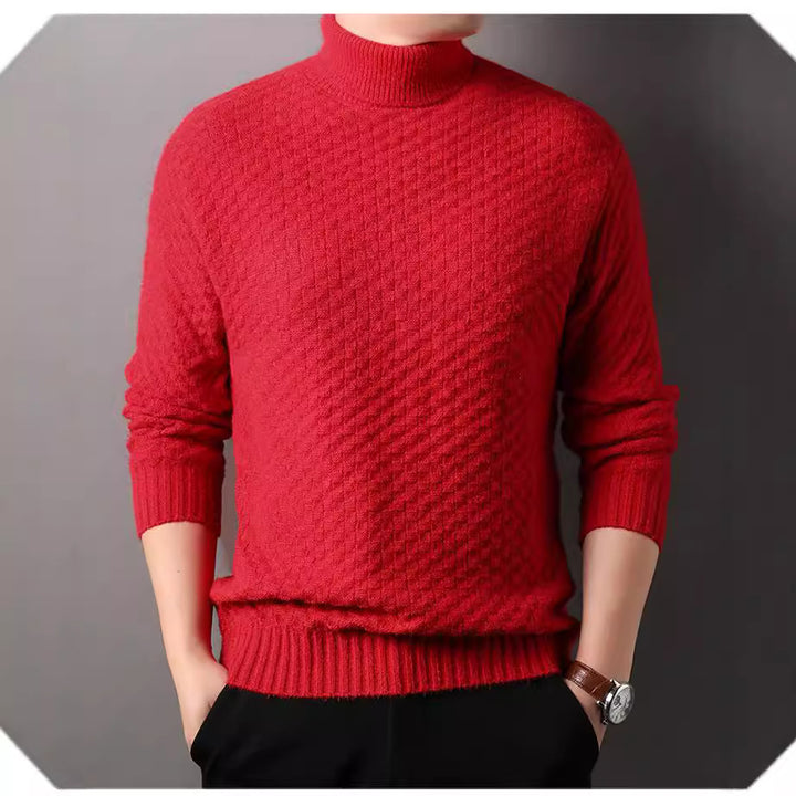 Herren Strickpullover mit hohem Kragen und strukturiertem Design Echoarchiv