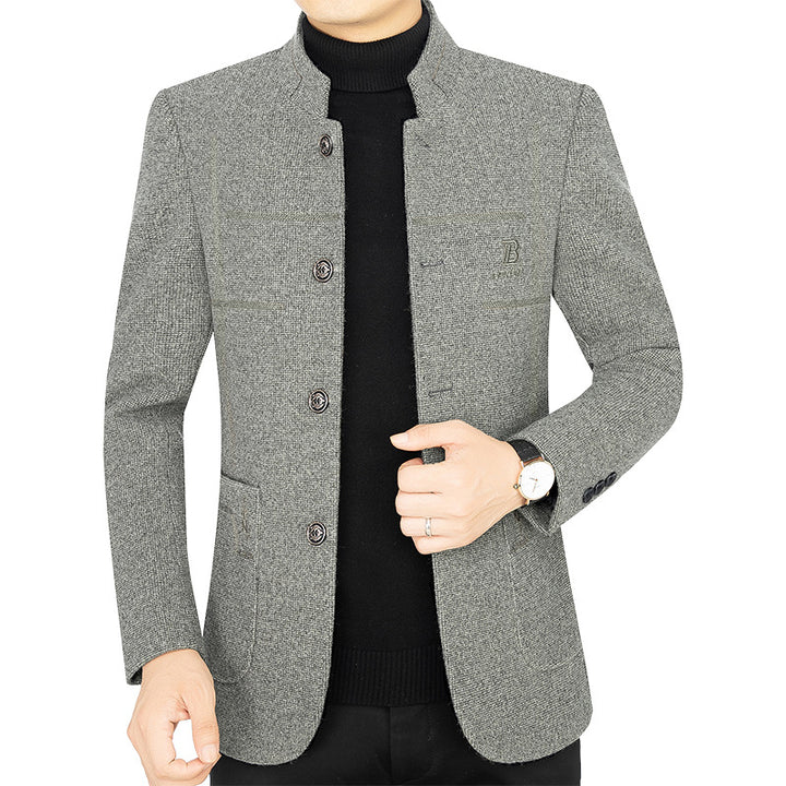 Herren Kurzmantel-Blazer mit Stehkragen und dekorativen Ziernähten – Tianoro