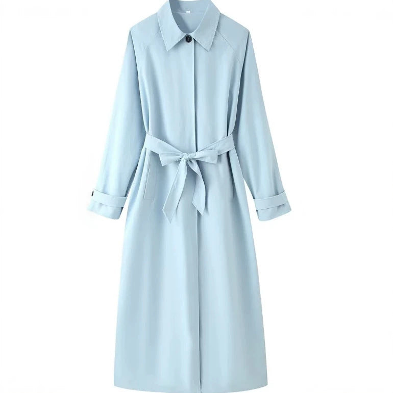 Damen Leichter knielanger Trenchcoat im Clean‑Look mit Bindegürtel und verdeckter Knopfleiste Echo Archiv