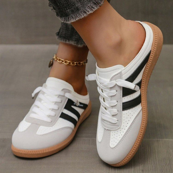Damen Offene Sneaker‑Mules im Retro‑Tennisstil mit Gummisohle – Névara