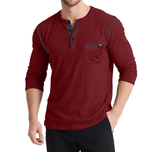 Herren Langärmliges T-Shirt mit Knopfleiste Echoarchiv