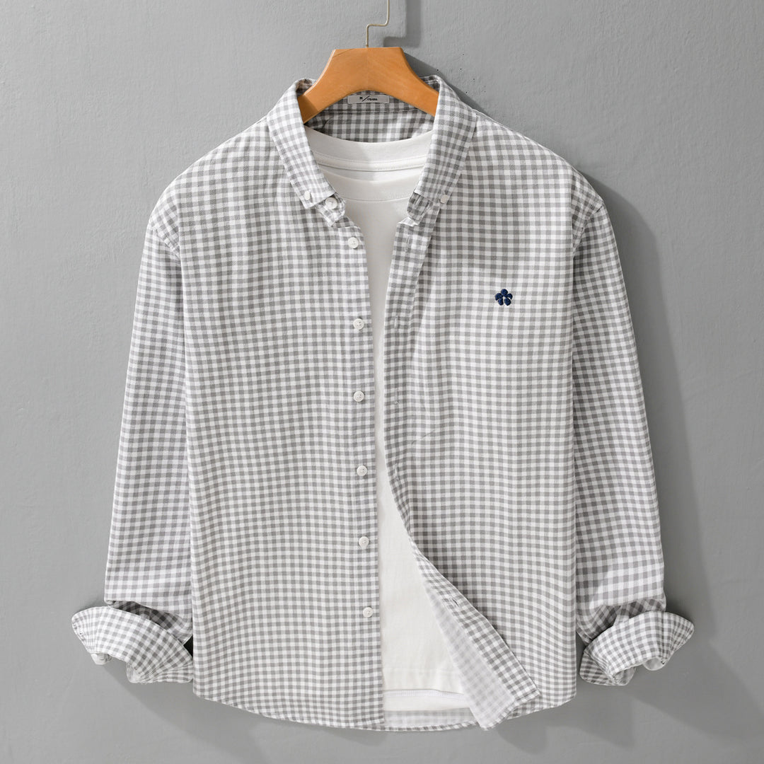 Herren Kariertes Baumwollhemd mit Button-Down-Kragen und relaxed Fit Echoarchiv