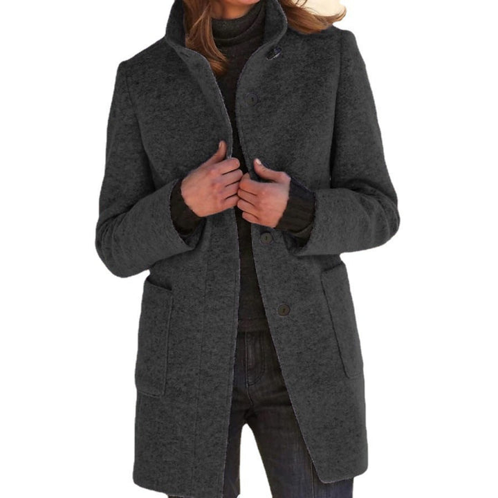 Unisex nan leichter Übergangs-Mantel mit Stehkragen, verdeckter Knopfleiste und aufgesetzten Taschen Echo Archiv