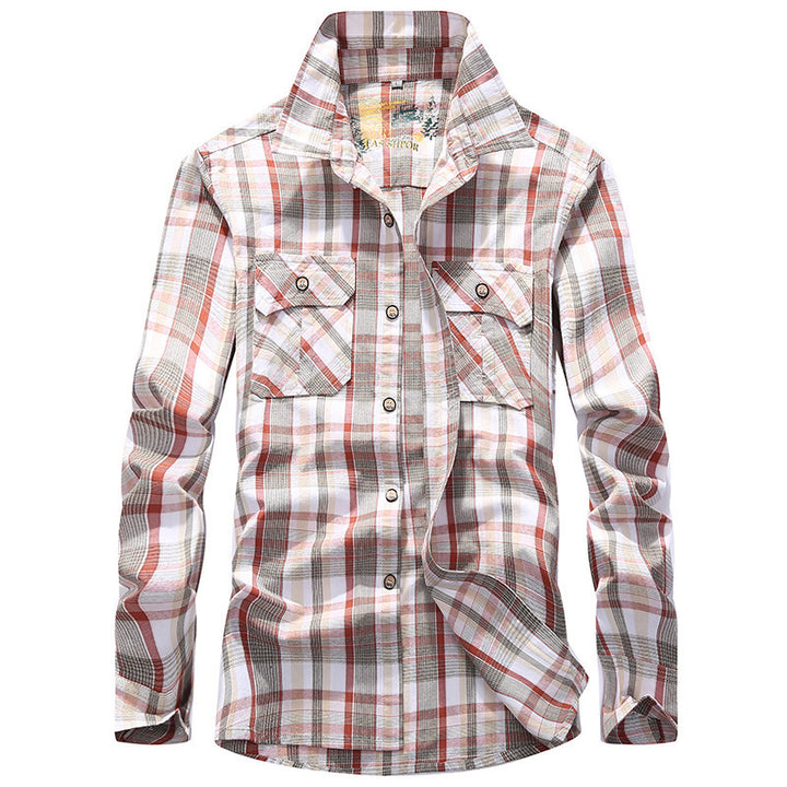 Herren Kariertes leichtes Baumwoll-Overshirt mit Brustpattentaschen – Taviero