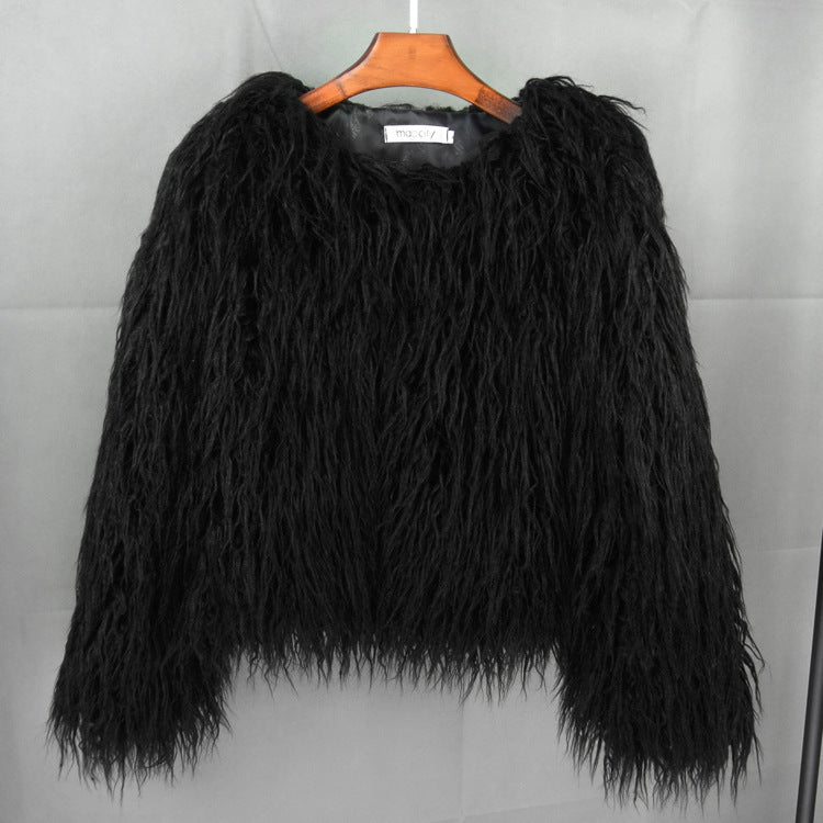 Damen Flauschige Kunstfelljacke mit lockerer Passform und voluminösem Design Echoarchiv