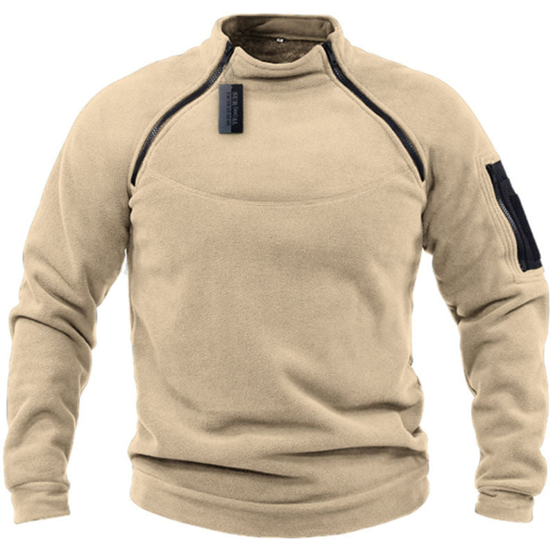 Herren Funktionsfleece-Pullover mit Schulterbelüftung, hohem Stehkragen und Armtasche – Marzano